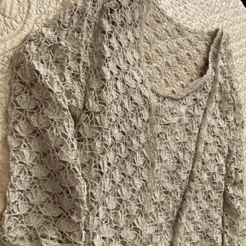 Beautiful Like New Crocheted and Beaded  Seeater Set. Shell is lined.